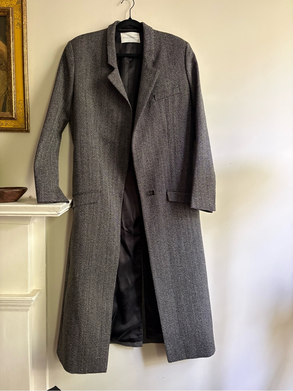 Olivier Theyskens Tweed Herringbone Long Runway Sample Coat